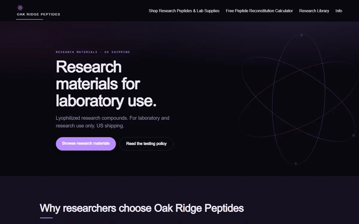 The Oak Ridge Peptides website.
